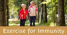 Exercise for Immunity. Picture of a caucasian male and female power walking.